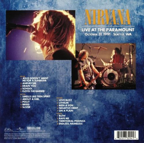 Виниловая пластинка Nirvana, Live At The Paramount