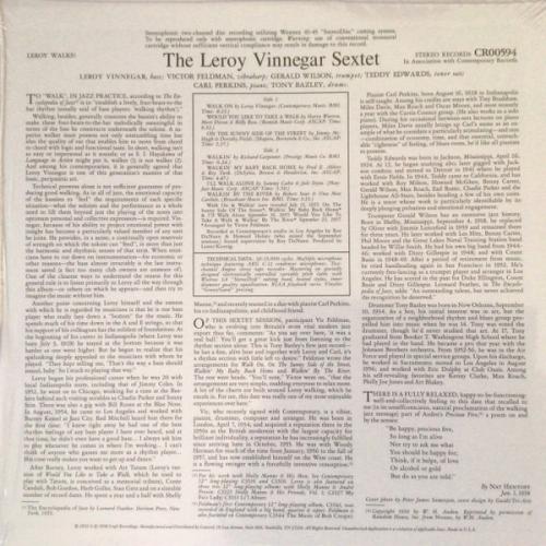 Виниловая пластинка Vinnegar, Leroy - Leroy Walks! (180 Gram Black Vinyl LP)