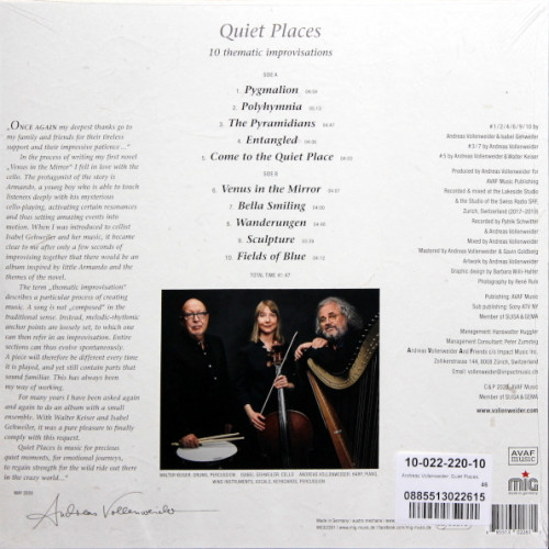 Виниловая пластинка Andreas Vollenweider - Quiet Places (BlackVinyl LP)