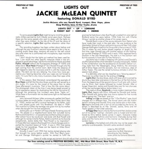 Виниловая пластинка Jackie McLean - Lights Out (Analogue) (Black Vinyl LP)