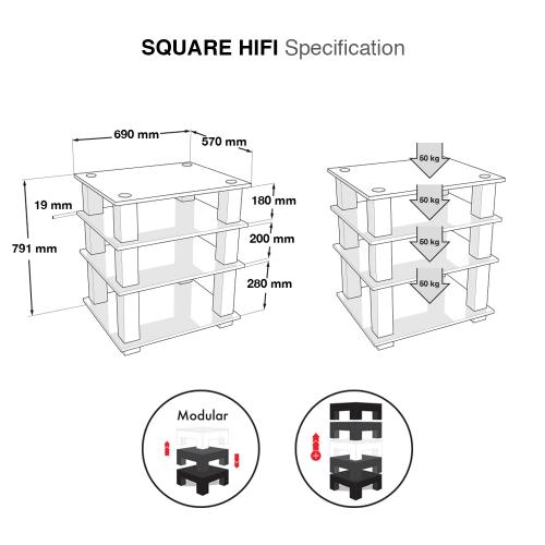 Стойка под Hi-Fi NorStone Square HiFi black glass/silver