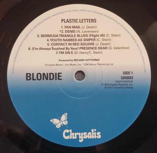 Виниловая пластинка Blondie, Plastic Letters