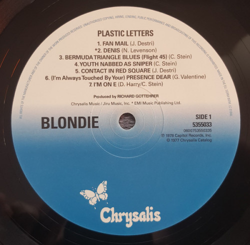 Виниловая пластинка Blondie, Plastic Letters