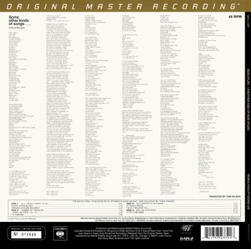 Виниловая пластинка Bob Dylan - Another Side Of Bob Dylan (Original Master Recording) (Black Vinyl 2LP)