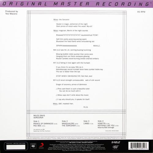 Виниловая пластинка Miles Davis - Sorcerer (Original Master Recording) (Limited Edition, Black Vinyl 2LP)