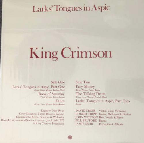 Виниловая пластинка King Crimson - Larks' Tongues In Aspic (Black Vinyl LP)