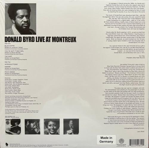 Виниловая пластинка Donald Byrd - Cookin' With Blue Note At Montreux 1973 (Black Vinyl LP)