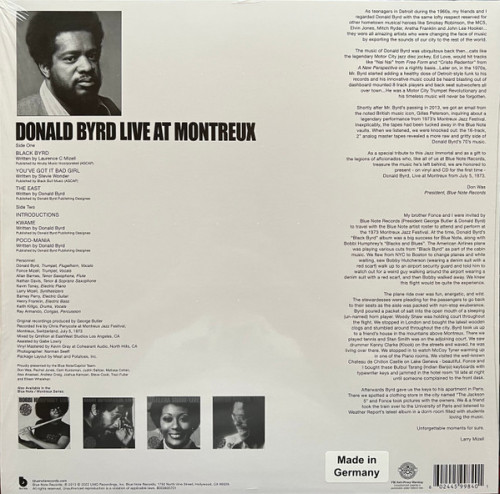Виниловая пластинка Donald Byrd - Cookin' With Blue Note At Montreux 1973 (Black Vinyl LP)