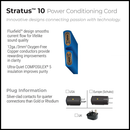 Силовой кабель Wire World Stratus 10 Power Cord (STP1.5MEU-10) 1.5m