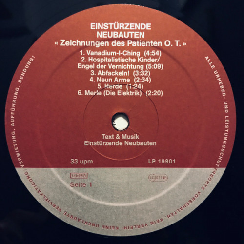 Виниловая пластинка Einsturzende Neubauten - Drawings Of Patient O.T. (Black Vinyl LP)