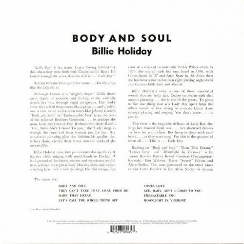 Виниловая пластинка Billie Holiday, Body And Soul