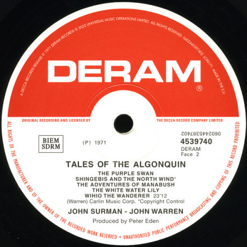 Виниловая пластинка Surman, John; Warren, John - Tales Of The Algonquin (Black Vinyl LP)