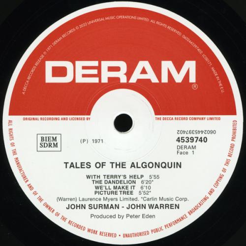 Виниловая пластинка Surman, John; Warren, John - Tales Of The Algonquin (Black Vinyl LP)