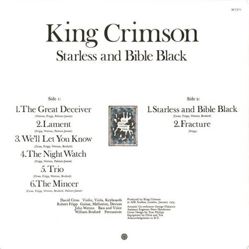 Виниловая пластинка King Crimson — STARLESS & BIBLE BLACK (200 GR. VINYL) (LP)
