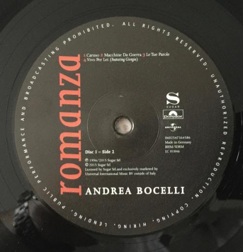 Виниловая пластинка Andrea Bocelli, Romanza Remastered