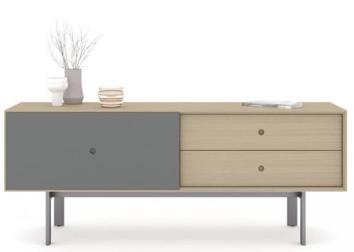 Тумба для AV-аппаратуры BDI Margo 5229 Drift Oak/Fog Grey