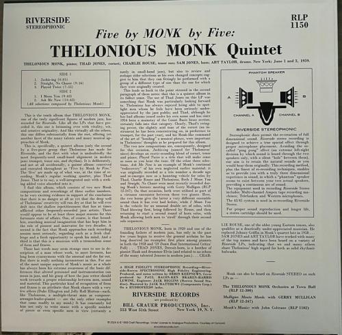 Виниловая пластинка Thelonious Monk - 5 By Monk By 5 (Analogue) (Black Vinyl LP)