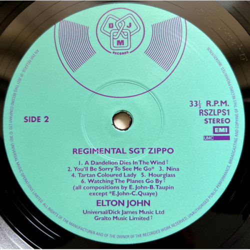 Виниловая пластинка Elton John - Regimental Sgt. Zippo (Black Vinyl LP)