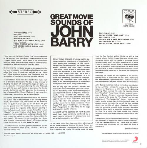 Виниловая пластинка OST - Great Movie Sounds Of John Barry (John Barry) (Analogue)(Black Vinyl LP)