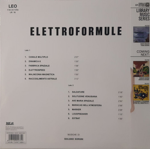 Виниловая пластинка Giuliano Sorgini - Elettroformule (Black Vinyl LP)