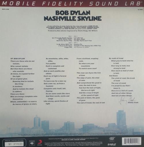 Виниловая пластинка Bob Dylan - Nashville Skyline (Original Master Recording) (Limited Edition, Black Vinyl 2LP)