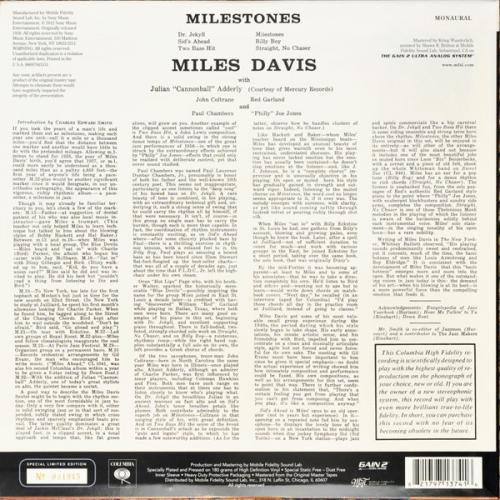 Виниловая пластинка Miles Davis - Milestones (Original Master Recording) (Black Vinyl LP)