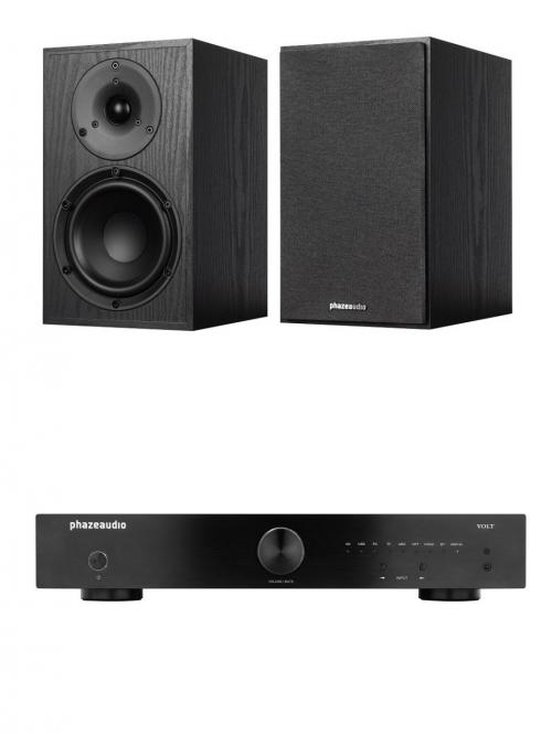 Комплект стереоусилитель Phaze Audio VOLT Black + полочная АС Phaze Audio Tilia 2 Black