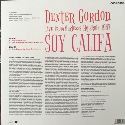 Виниловая пластинка Dexter Gordon - Soy Califa - Live From Magleaas Hojskole 1967 (Black Vinyl LP)