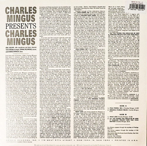 Виниловая пластинка Charles Mingus - Presents Charles Mingus (Analogue) (Black Vinyl LP)
