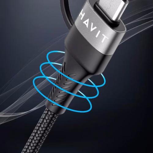 USB кабель HAVIT CB6244 USB-C/USB-A - USB-C/Lightning BK+GY 1m