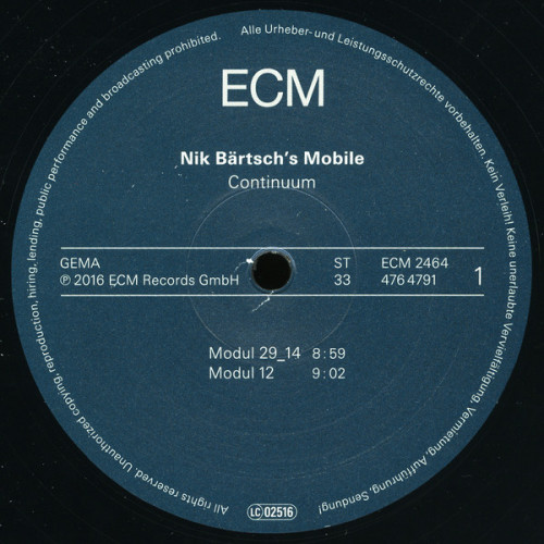 Виниловая пластинка Nik Bartsch's Mobile, Nik Bartsch's Mobile: Continuum ()