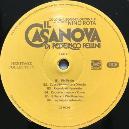 Виниловая пластинка Саундтрек - Il Casanova Di Federico Fellini (Nino Rota) (Black Vinyl 2LP)