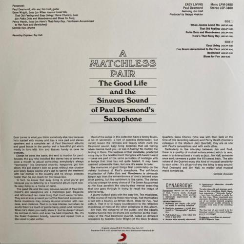 Виниловая пластинка Paul Desmond - Easy Living (Analogue) (Black Vinyl LP)