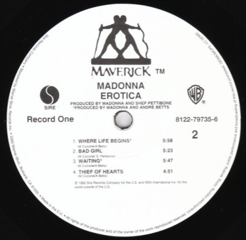 Виниловая пластинка WM Madonna Erotica (180 Gram/Gatefold)