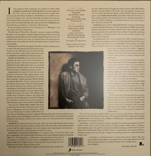 Виниловая пластинка Paul Simon — GRACELAND (National Album Day 2020 / Limited Clear Vinyl)