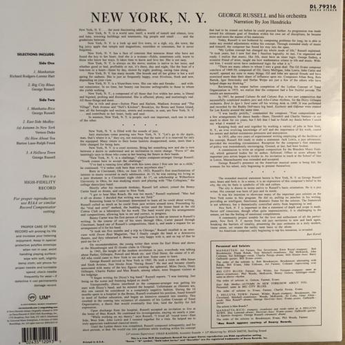 Виниловая пластинка George Russell - New York, NY (ACOUSTIC SOUNDS)