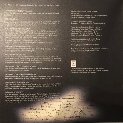 Виниловая пластинка Tangerine Dream - Franz Kafka - The Castle (Black Vinyl 2LP)