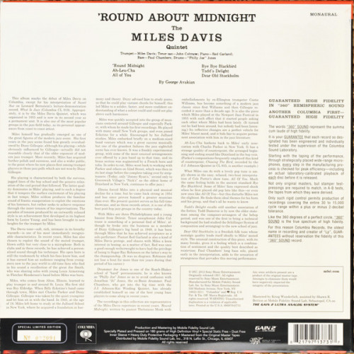 Виниловая пластинка Miles Davis - Round About Midnight (Original Master Recording) (Black Vinyl LP)