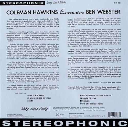 Виниловая пластинка Coleman Hawkins - Coleman Hawkins Encounters Ben Webster (Acoustic Sounds) (Black Vinyl LP)
