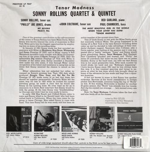 Виниловая пластинка Sonny Rollins - Tenor Madness (Analogue) (Black Vinyl LP)