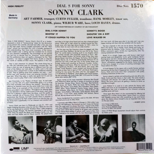Виниловая пластинка Sonny Clark - Dial »S« For Sonny (Black Vinyl LP)