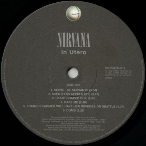 Виниловая пластинка Nirvana, In Utero