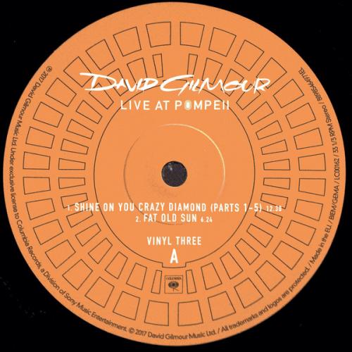 Виниловая пластинка David Gilmour LIVE AT POMPEII