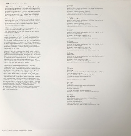 Виниловая пластинка WM Joy Division / New Order Total: From Joy Division To New Order (180 Gram Black Vinyl)