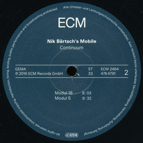Виниловая пластинка Nik Bartsch's Mobile, Nik Bartsch's Mobile: Continuum ()