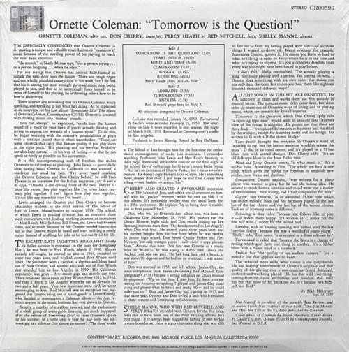 Виниловая пластинка Ornette Coleman - Tomorrow Is The Question (Acoustic Sounds) (Black Vinyl LP)