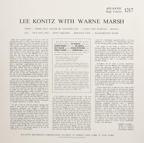 Виниловая пластинка Lee Konitz; Marsh, Warne - Lee Konitz With Warne Marsh (Analogue) (Black Vinyl LP)