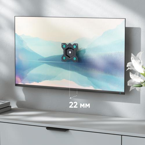 Кронштейн для телевизора и монитора 10"-35", чёрный Onkron R1-B
