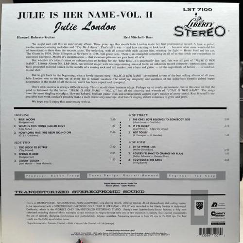 Виниловая пластинка Julie London - Julie Is Her Name Vol.2 (Analogue)