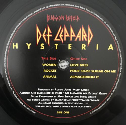 Виниловая пластинка Def Leppard, Hysteria